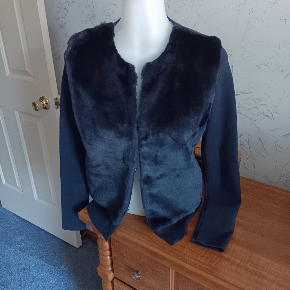 Banana Republic faux fur and knit shacket